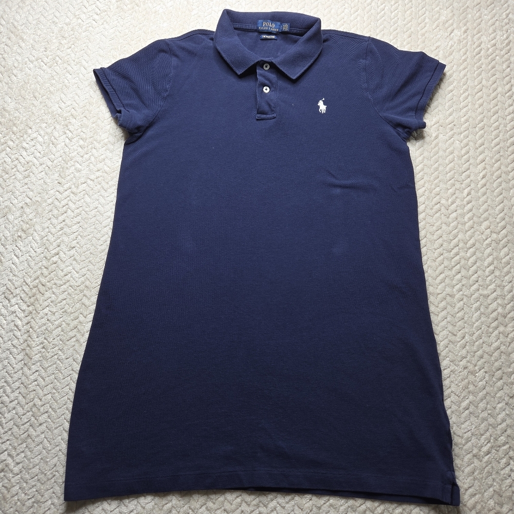 Polo Ralph Lauren Mesh Mini Girls Large Blue Short Sleeve Dress Classic Fit